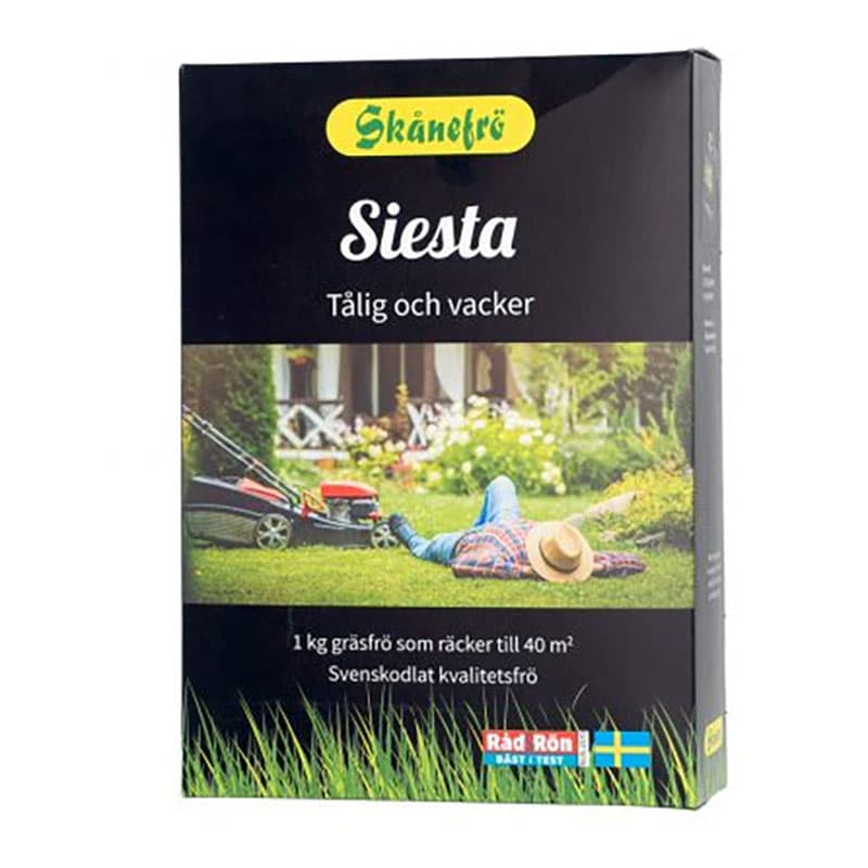 Gräsfrö Siesta, 1 kg - Lågväxande, torktålig gräsmatta med låga näringskrav. Räcker till 40 m².
