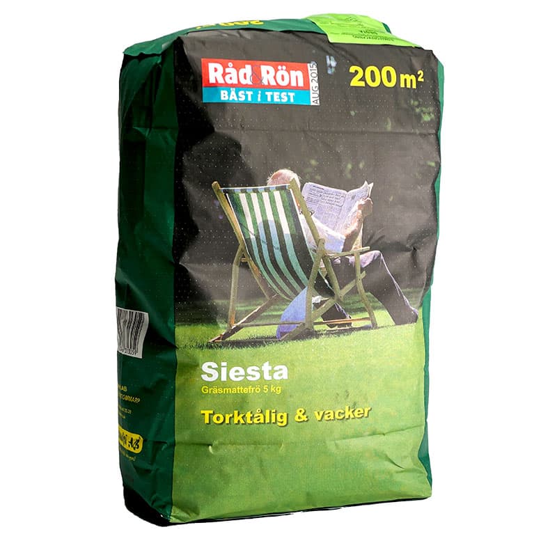 Gräsfrö Siesta, 5 kg - Torktålig gräsmatta med låga näringskrav, långsamväxande. Räcker till 200 m².