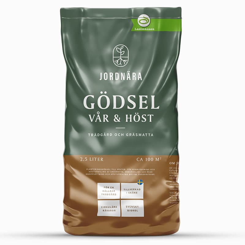 Gödsel Vår & Höst Jordnära, 2,5 liter, kväve 1,5%, fosfor 2%, kalium 11%, användning vår och höst.