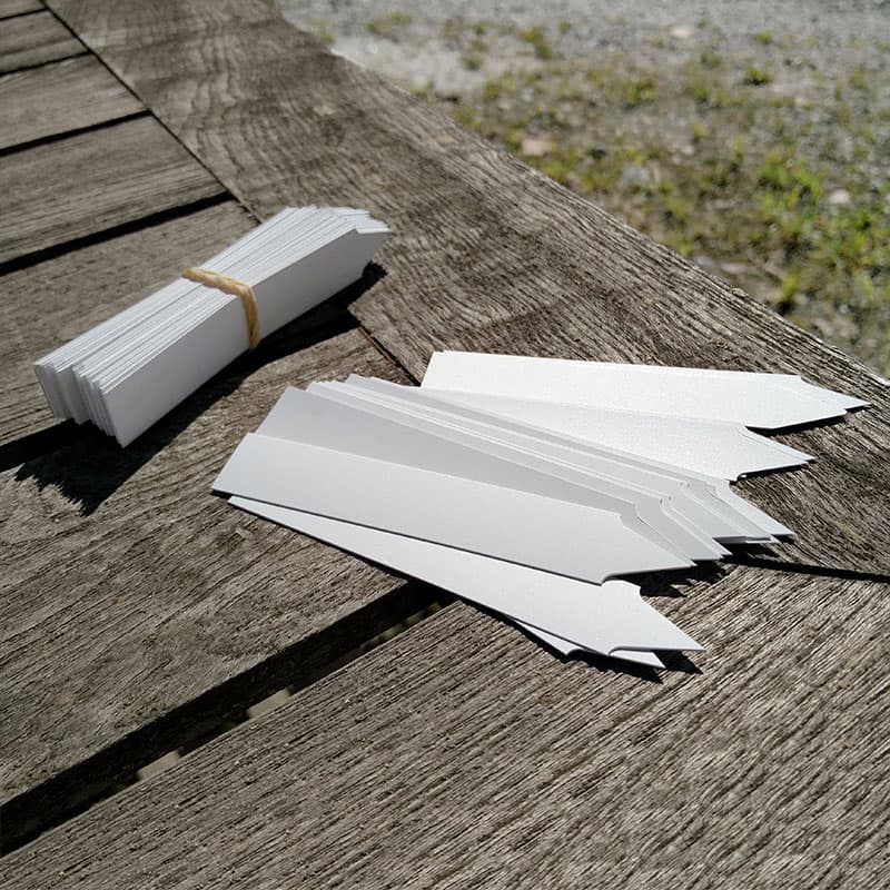 Plantetiketter 20-pack, plast, 10 x 1,5 cm, tål fukt och jord, för märkning av fröer och plantor, 20 st.