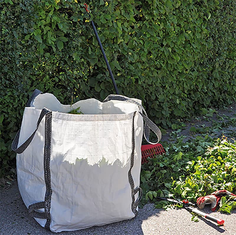 Trädgårdssäck för avfall, vit PP-säck 270 l med lyftöglor för tungt trädgårdsavfall