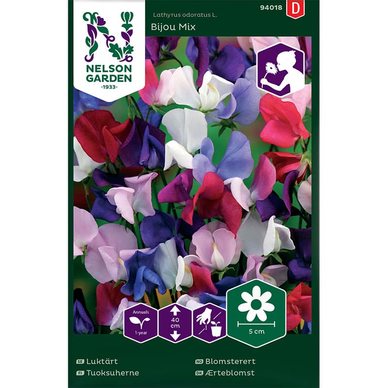 Luktärt 'Bijou Mix', färger: rosa, röd, blå, violett, vit, höjd: 40 cm, 1-årig, 30 frö.