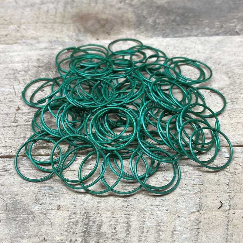 Nejlikeringar 22 mm, 100 gröna metallringar för enkel uppbindning av växter