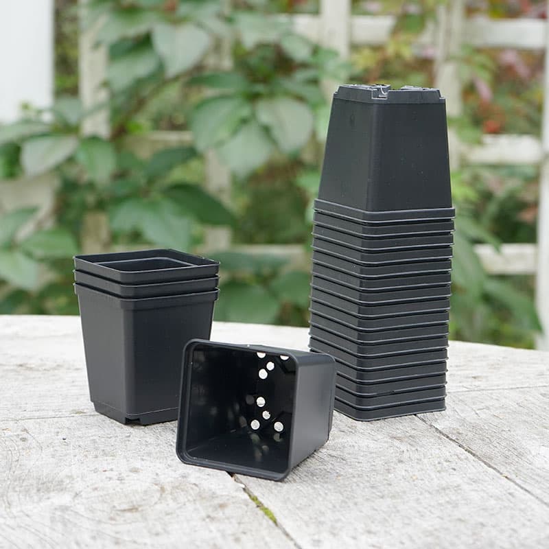 Perennkruka 7x7 cm, fyrkantig, 100% återvunnen plast, dränering, 20 st, för förodling och sticklingar.