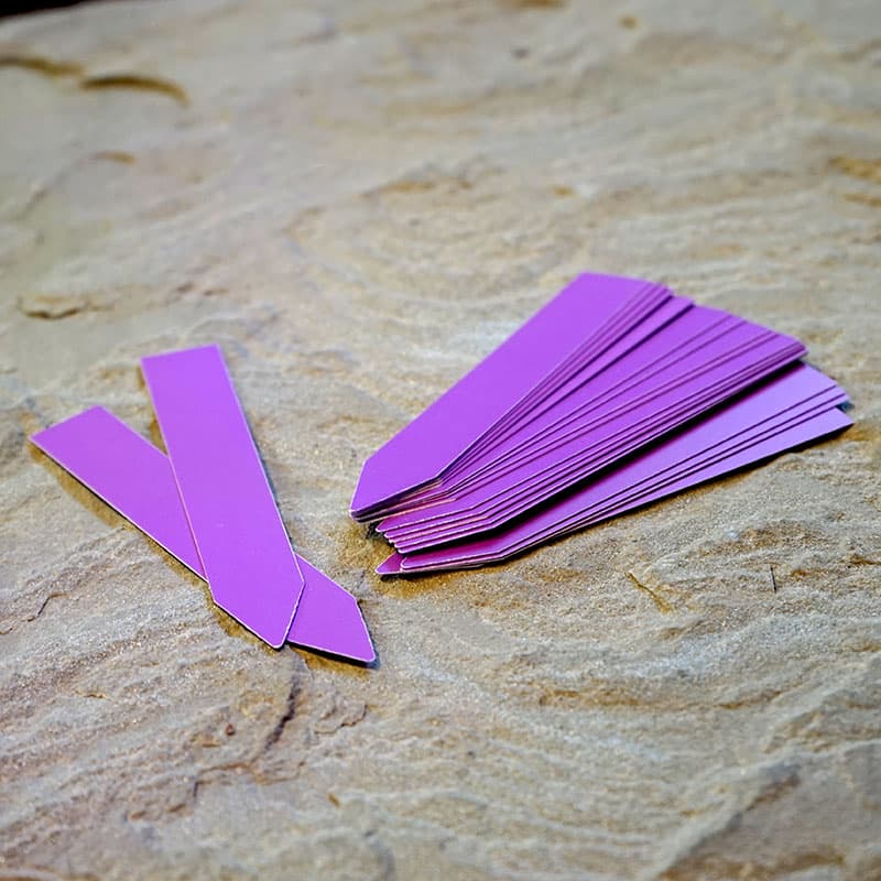 Plantetiketter 20-pack, lila, 10x1,5 cm, plast, för märkning av fröer och plantor, tål fukt.
