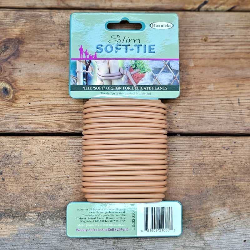 Slim Soft-Tie Woody, 3,5 mm×8 m brunt mjuk bindtråd med ståltrådskärna för olika trädgårdsbehov